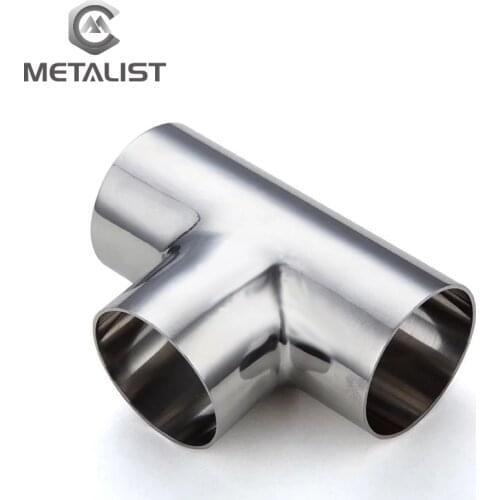METALIST OD 45mm.51mm High Quality SS304 Stainless Steel Sanitary T Shape Pipes Weld TEE 3 Way Pipe Fitting