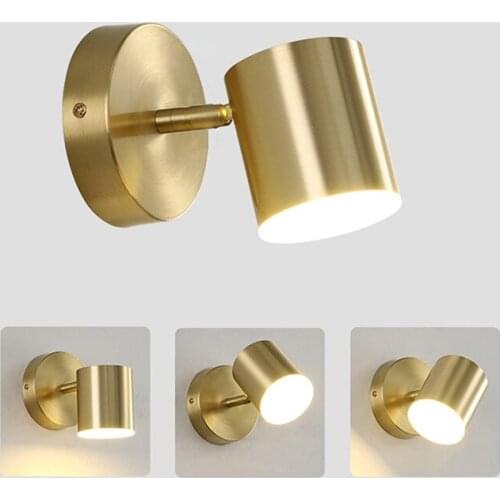 1Pc Nordic Simple Golden Wall Lamp Modern Home Bedroom Bedside Reading Night Light
