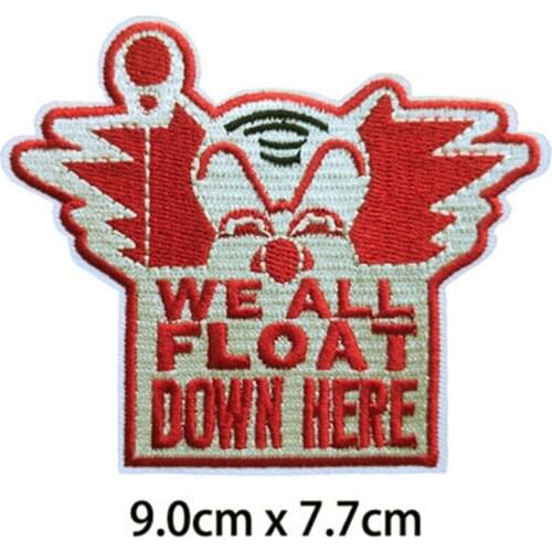 WE ALL FLOAT DOWN HERE Horror Movies Iron On Patches Of Clothing Letter Accessories Fabric Stickers Embroidery Wholesale