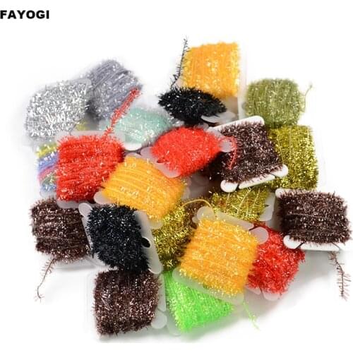5Cards/set Random 5Colors (50m) Fly Fishing Tinsel Chenille Crystal Flash Line Set for Fly Tying Streamer DIY Flies Flying