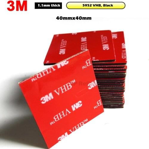 40mmx40mm 3M VHB Mouting Sticker Black Adhesive Foam Gasket for Car DVR Phone Holder, Home Widely Use, 1.1mm thick