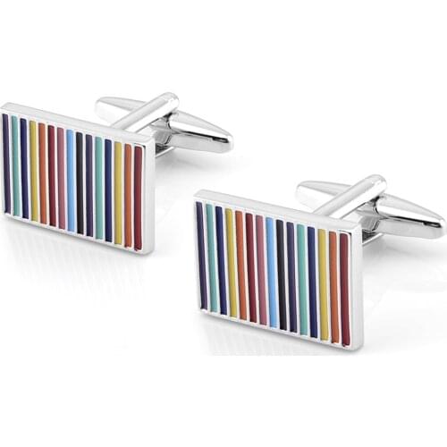 Novelty Colorful Striped Cufflinks Multi-color Paint for Men and Women High-end French Rainbow Cuff Links Unisex Jewelry Gifts