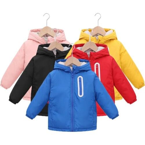 New Children Parkas Coat Plus Velvet Baby Girl Snowsuit Hooded Thicken Outer Wear Boys Jacket Warm Kids Clothes 2-8Y