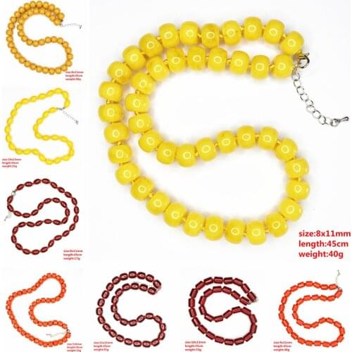 Wholesale Mix-Shape Bodhi Beads Strand Necklace Resin Ambers Prayer Short Chain Choker Faux Beeswax Jewelry Buddhist String B492