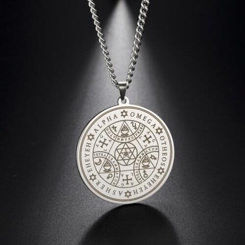 Stainless Steel Tetragrammaton Amulet Pendant Necklace Gold Color Amulet Alpha Triangle Talisman Necklaces