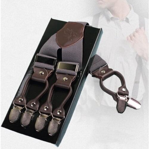 Red Suspenders Men Classic Pants Strap Y Back 120cm Casual Retro Trouser Braces 6 Clips Elastic Male Suspender Belt