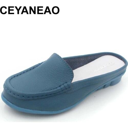 CEYANEAO Casual Genuine Leather Moccasins Ladies Driving Ballet Shoe Woman Loafers Female Flats Mother Footwear C053