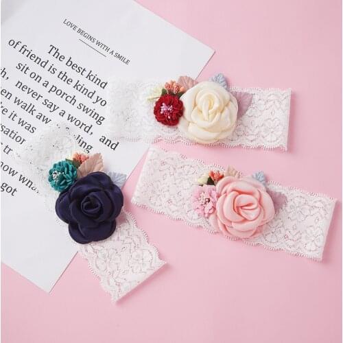 1 PCS Spring Summer Flower Knitted Lace Color Baby Headband Girls Soft Elastic Baby Girl Headbands Hair Accessories