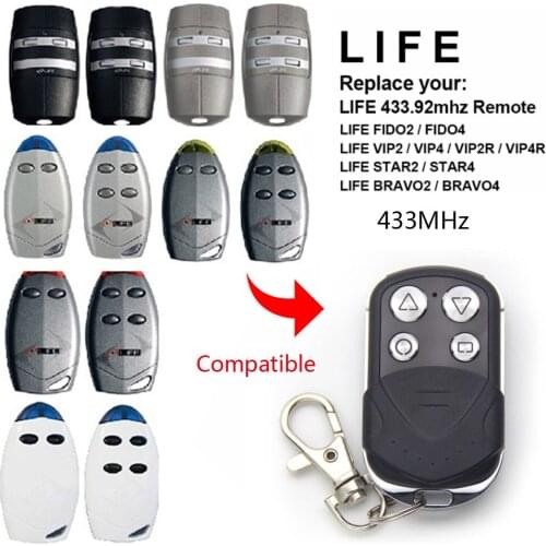 LIFE FIDO 2 4 / VIP 2 4 / BRAVO2 BRAVO4 Garage Gate Remote Control Replacement 433mhz Remote Transmitter