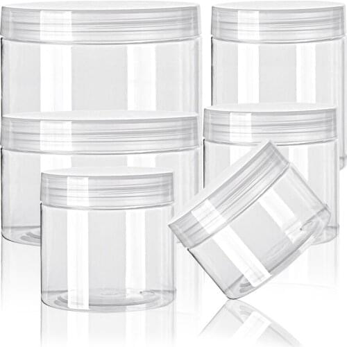 50Pcs Empty Plastic Jars Cosmetic Herbs Crafts Storage Face Cream Food Container Bottles Clear Can Tin 30/50/60/80/100/120/150ml