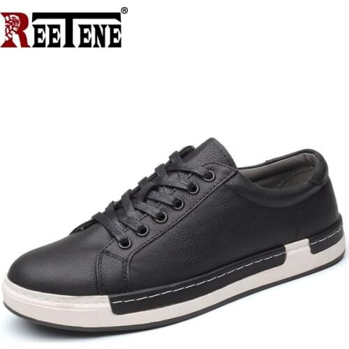 REETENE Big Size 38-47 MenS Casual Shoes PU Leather Casual Shoes For Men Outdoor Comfort Sneakers Male Walking Footwear Men
