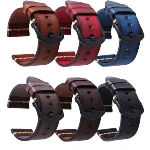 Vintage Genuine Leather Watchband For Gala xy Watch Strap 18mm 20mm 22mm 24mm 26mm Watch Band Tissote Timexe Omegar Bracelets
