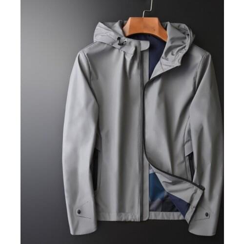 Hooded Luxury Solid Color Casual Grey Mens Jackets Coats Spring And Autumn Plus Size 4xl Slim Coat Men