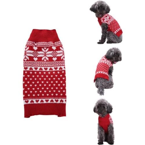 Dog Xmas Sweater Pet Snowflake Red Sweater Christmas Dachshund Coat For Small Large Dogs Teddy Autumn Winter Clothes XXS XS S M