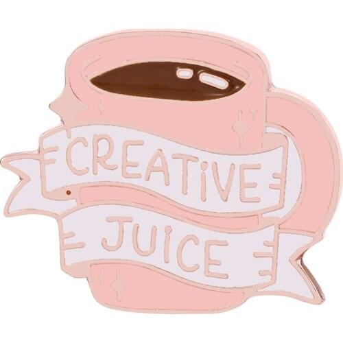 Pink Creative Juice Enamel Pin Cup lapel pins badge brooch For Women girls accessories jewelry
