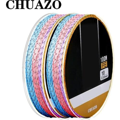 CHUAZO 100M PE Spot Color X8 Strand Strong Fishing Line 0.1mm-0.5mm Japanese Ocean Fishing Line