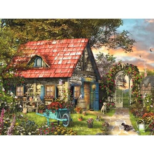 DIY Full Square Round Drill diamond painting Garden Shed mosaic embroidery landscape 5D Cross Stitch Kit Home Decor AA2341