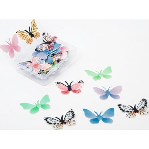 72Pcs/Box Edible Glutinous Wafer Rice Paper Butterfly Cake Cupcake Toppers Cake Decoration Birthday Wedding Cake Tool Accessory