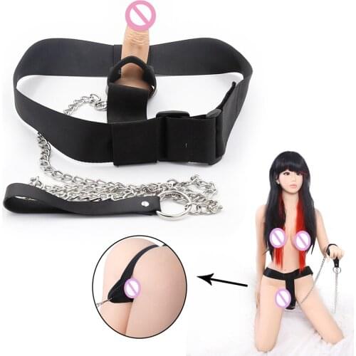 Sex Toys Chastity Pants Dildo With Anal Plug Vagina Plug Bdsm Bondage Cosplay Restraint Traction Chain Leather Panties L1
