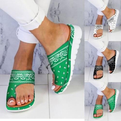 Womans Slippers Summer Fashion Satin Print Slippers Wedge Flat Slippers Open Toe Roman Slippers Outdoor Flip flops Beach Shoes