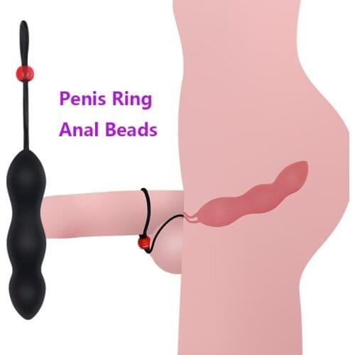 Silicone Anal Beads Cock Ring Penis Ring Anal Plug Prostate Massager Sex Toys for Men Women Butt Plug for Beginner Adult Product