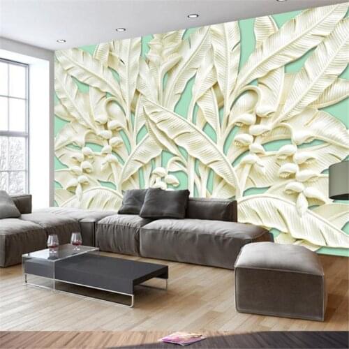 Modern Custom Photo Wallpaper for Walls 3 d Stereo Wallpaper Living Room Design Bedroom Decor Hotel Banana Leaf Relie Wall Paper