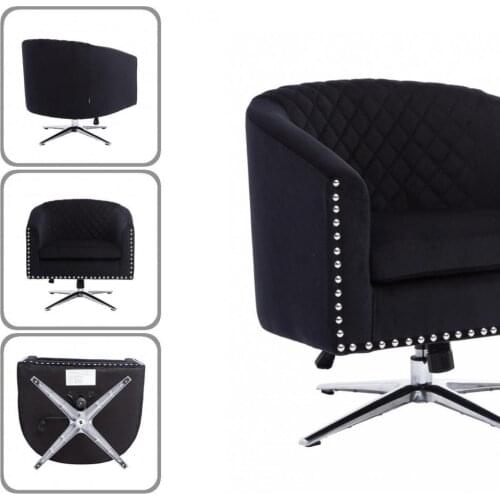 Strong Bearing Capacity Modern 360 Degrees Swivel Sofa Chairs Soft Swivel Barrel Chair Metal Base for Bed Room