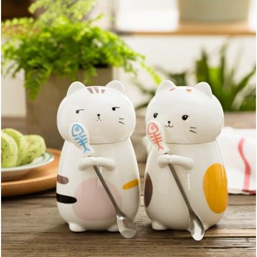 Super cute stereo animal cat mark cup ceramic large capacity water cup creative cute cartoon ceramic cup customization