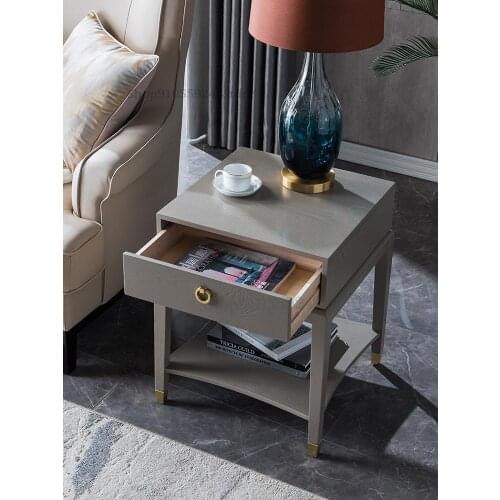 Light Luxury Side Table Small Coffee Table Mini Sofa Side Cabinet New Chinese Side Table Bedside Table Simple Square Table Corne