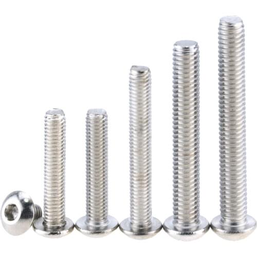 50pcs/Lot M2 M3 M4 yuan cup Half round head 304 Stainless Steel Hex Socket Head Cap Screw Bolts