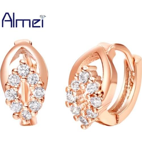 Almei 15% Off Women Earrings CZ Zircon White Crystal Earring,Women Jewelry Earing,Bijoux Brincos,Cubic Zirconia Jewelry R312