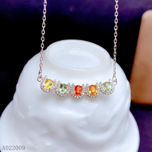 KJJEAXCMY fine jewelry 925 Sterling Silver inlaid natural Color Sapphire luxury girl new Pendant Necklace support test