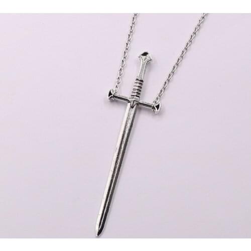 Antique silver Sword Necklace large Sword sword Pendant warrior long Necklace Dagger Tarot Occult Dark Classical gift men new
