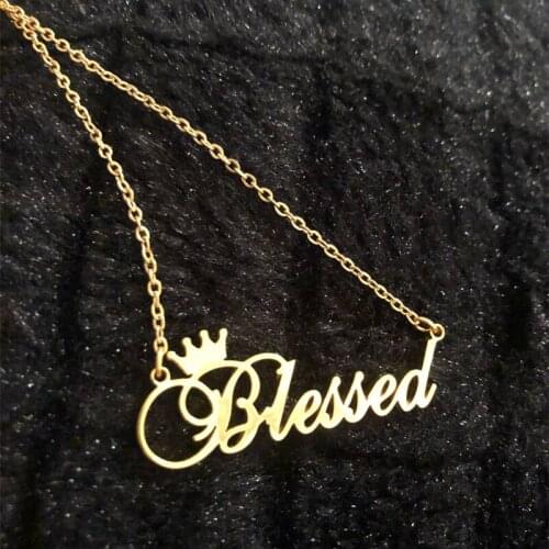Gold Chain Custom Name Crown Necklace Nameplate Necklace For Women Personalized Stainless Steel Customized Princess BFF Jewelry