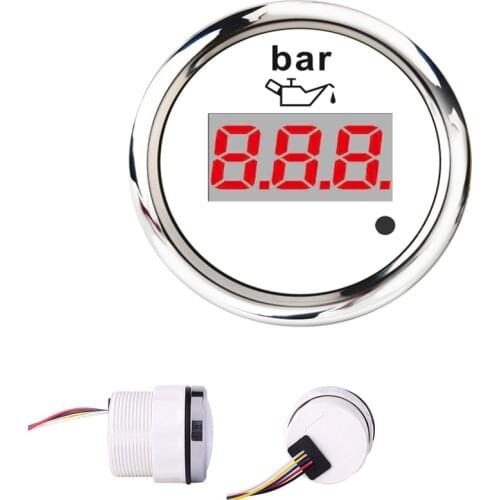 0~10 Bar Digital Pressure Gauge fit Boat Car Pressure Sensor with Red Backlight 9~32V