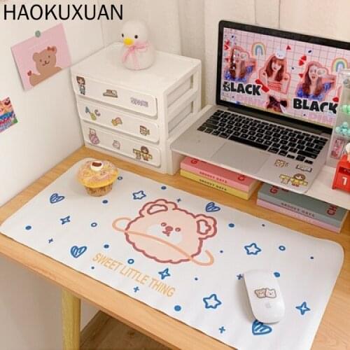 1mm Cartoon Soft Cute Mouse Pad Bear Rubber Table Mat Waterproof Pink Keyboard Student Dormitory Desk Decoration