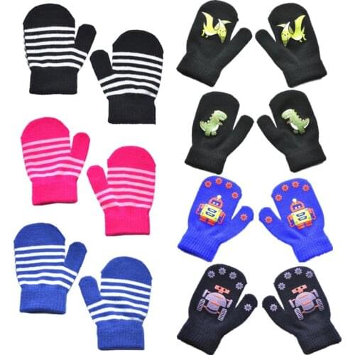 1 Pair Children Baby Winter Warm Gloves Fluffy Stretchy Full Finger Mittens for 1-4 Years Kids Boys&Girls Outdoor Riding Gloves