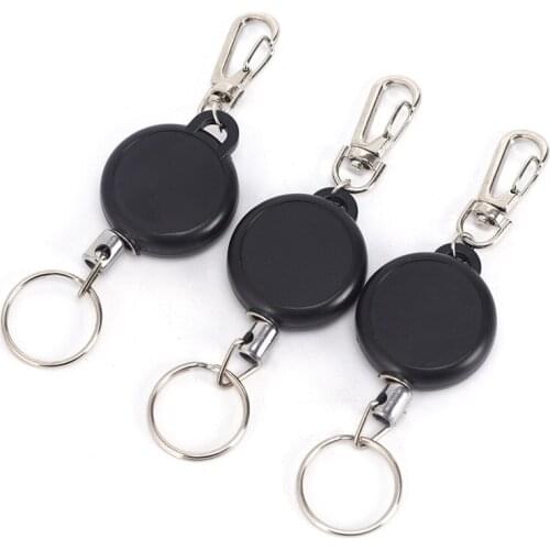 1pcs Retractable Key Chain Reel Steel Cord Recoil Belt Ring Badge Pass ID Card Holder