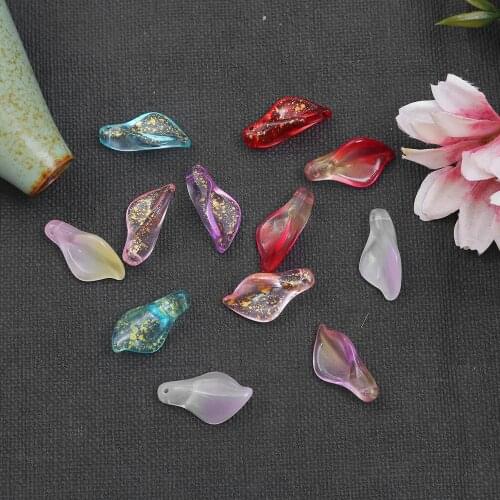 10pcs Petals Shape Lampwork Beads The Three-dimensional Shape Glass Beads For Jewelry Making Hairpin Handmade DIY Accessories