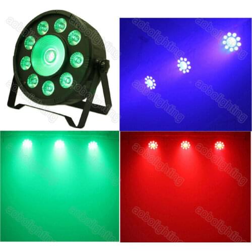 10 LEDs RGB 3in1 Flat Led Par stage light Wedding Wash uplight DMX512 disco light Color disco ball party lights