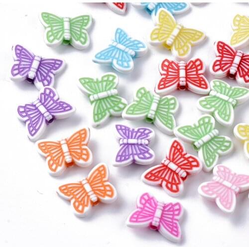 100pcs Retro Crafts Style Acrylic Beads Butterfly Heart Flower Animals Bead For DIY jewelry making Decor Accessories Mixed Color