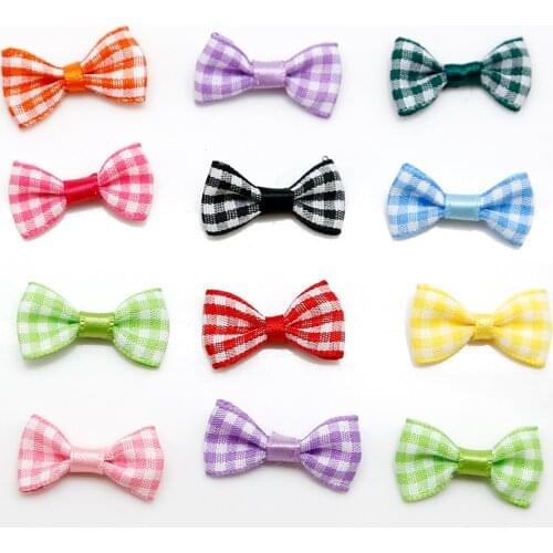 100pcs 3x1.5cm Satin Lattice Ribbon Bow Gift Package Bow Wedding Scrapbooking Embellishment Crafts Hair Accessory Handmade DIY