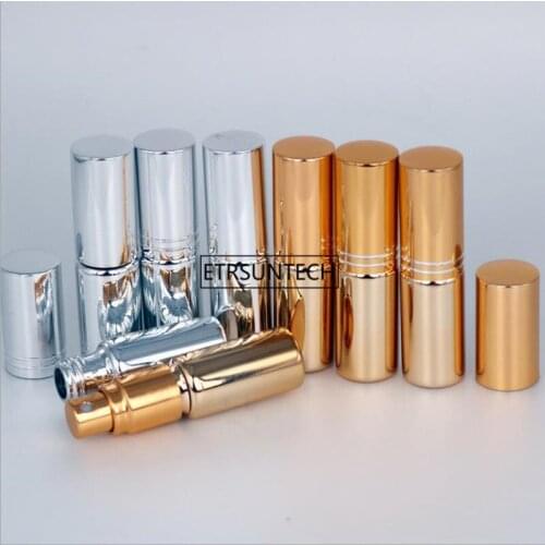 100pcs 5ml Mini Gold Silver Travel Perfume Atomizer Dispenser Spray Bottles Perfume Cosmetic Containers F3158