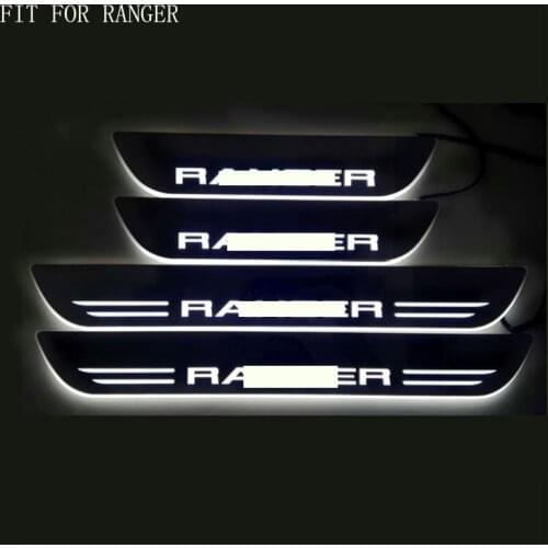 4PCS Acrylic Moving LED Welcome Pedal Car Scuff Plate Pedal Door Sill Pathway Light For Ford Ranger T6 T7 2012-2017