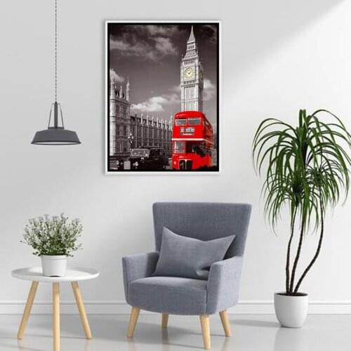 5D DIY Scenery Diamond Painting Black/White Red Diamond Embroidery Mosaic Full Square Round Drill HandCrafts Art Gift Home Decor