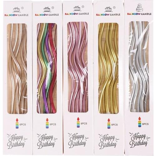 6/10PCS Creative Threaded Candle Curved Cake Candle Long Curving Cake Safe Flames Kids Birthday Cake Romantic Decorations 1box