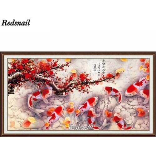 5D Diamond Painting Plum koi fish pictures mosaic diamond round diy 3d diamond Embroidery full square rhinestones decor EE392