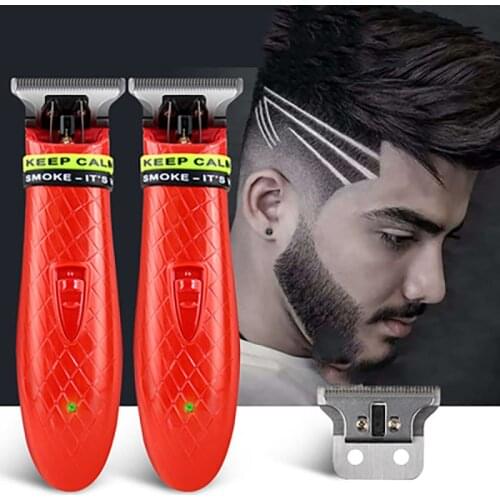 Kemei Cordless Close Cutting Trimmer Powerful Men Grooming 0mm Baldheaded Clipper Barbershop Detail Transparent Skeletons Body