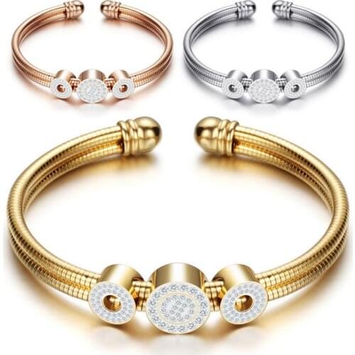 Adjustable Open Stainless Steel Bracelet Bangles Rose Gold Color Silver Color Cuff Bracelet For Women Jewelry Gift For women