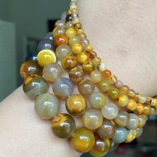 Natural Tiger Skin Agates Stone Beads Round Drown Loose Spacer Beads For Jewelry Making Needlework Diy Bracelet 4 6 8 10 12mm